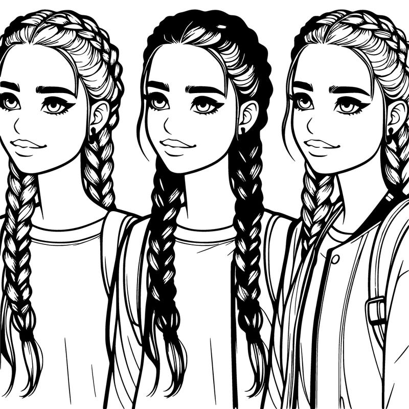 realistic teenager with braids