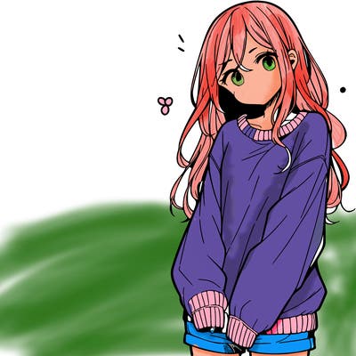 manga teen girl  in a sweater and baggy pants