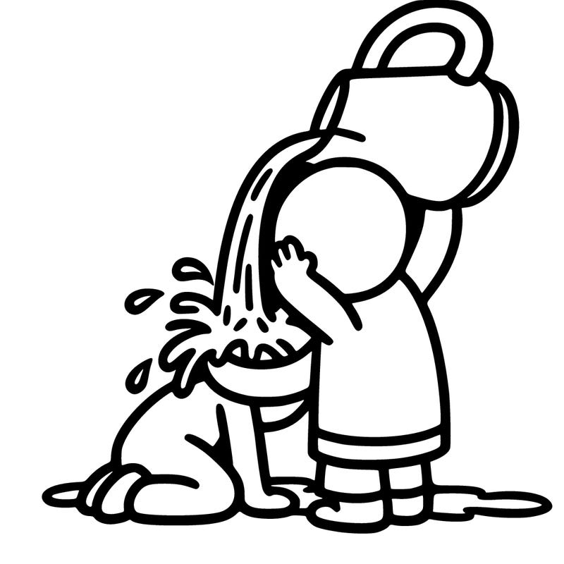 someone pouring water on someone else’s head