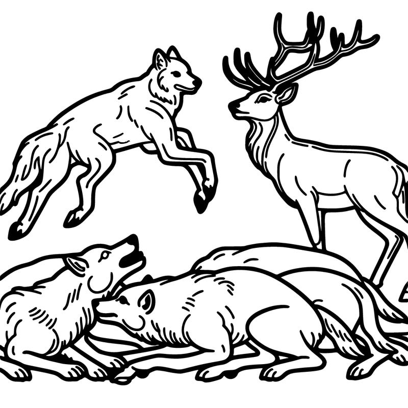 realistic deer being killed by wolves