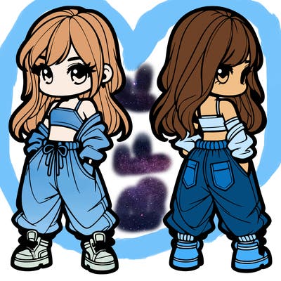 girl in crop top and baggy pants