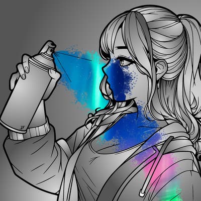 a realistic girl spray, painting