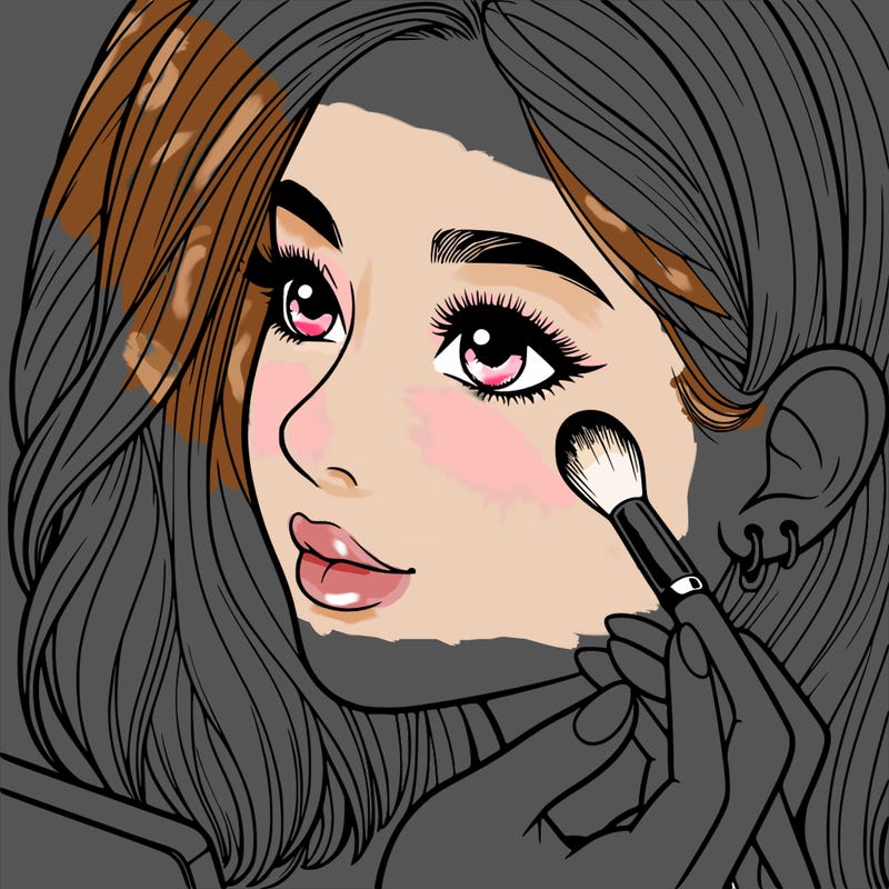 a realistic girl doing her makeup