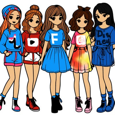 a group of five girls