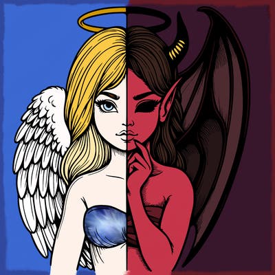 realistic angel half demon