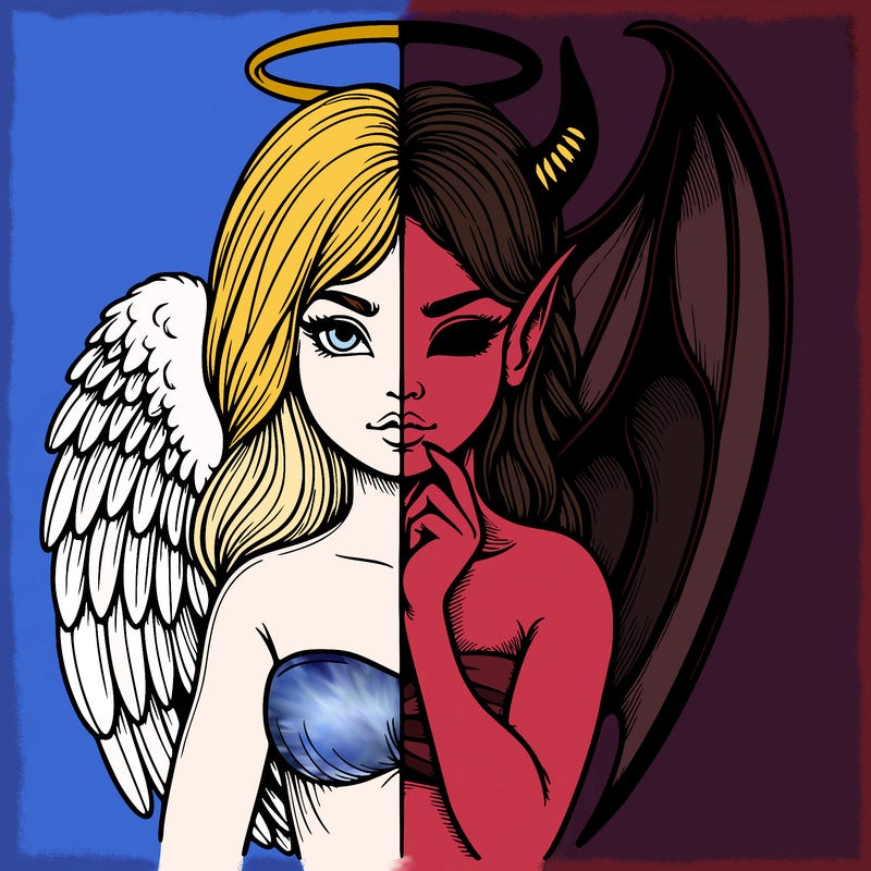 realistic angel half demon