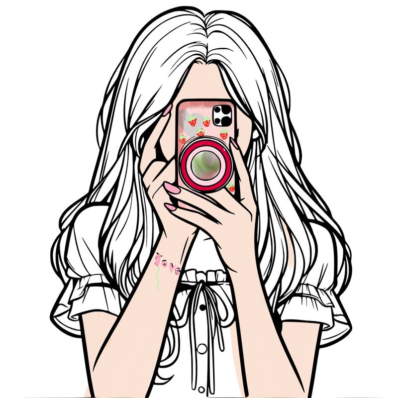 a realistic girl holding her phone taking pictures