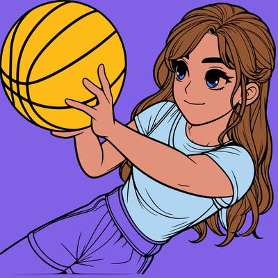 realistic girl playing basketball