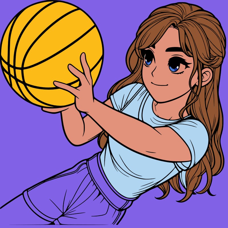 realistic girl playing basketball