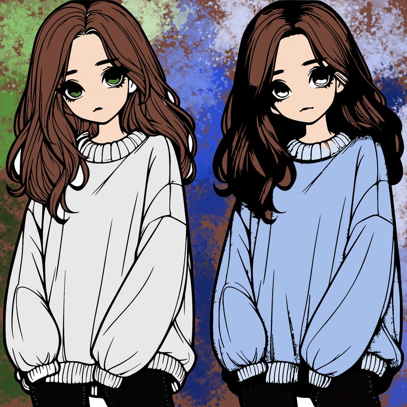 realistic girl with baggy sweater