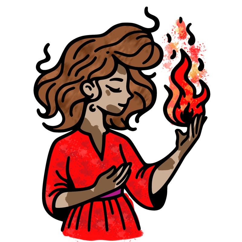 woman with fire
