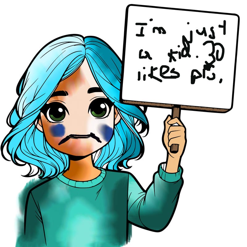 realistic girl holding up a sign