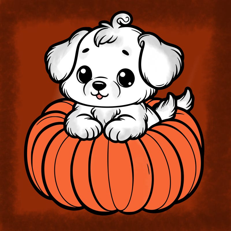 cute little puppy in a pumpkin