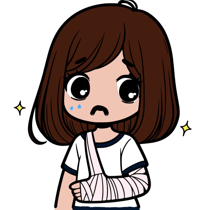 a girl with a broken hand