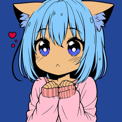 shy anime catgirl