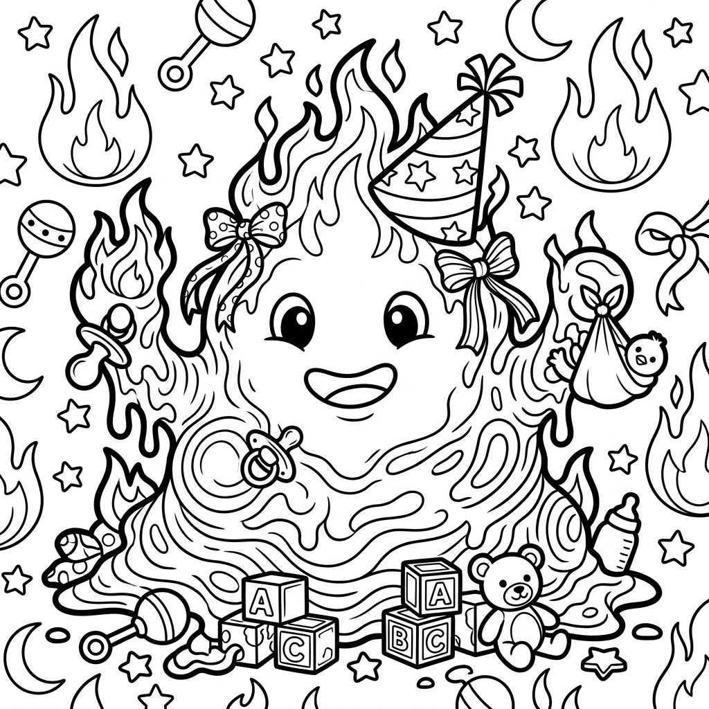 Fire Slime Coloring Pages | Printable Fire Slime — Color Pop