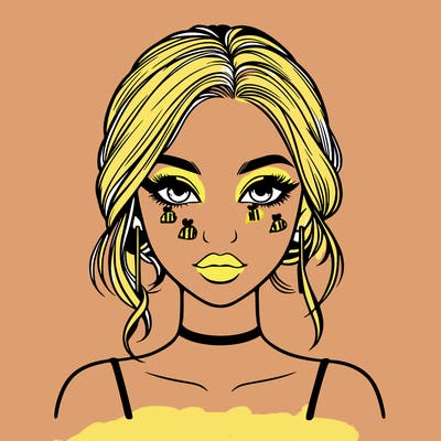 realistic girl with makeup on