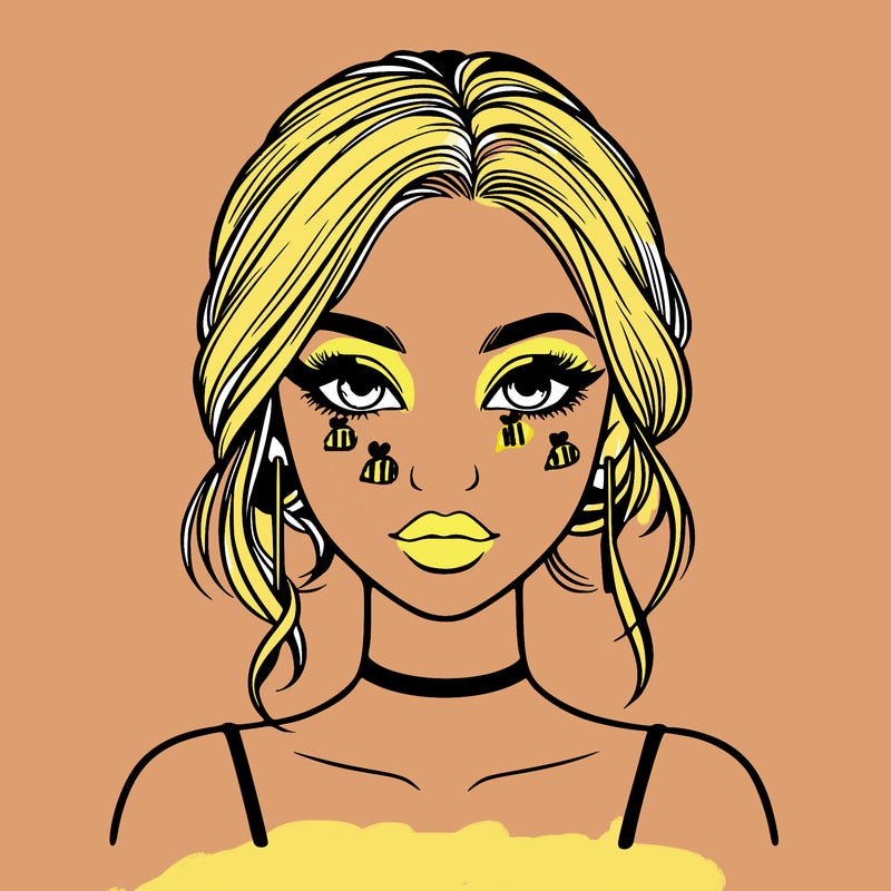 realistic girl with makeup on