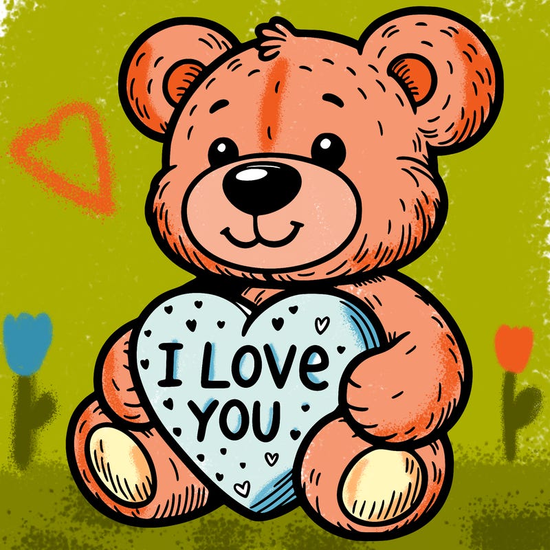 teddy bear holding an i love you heart