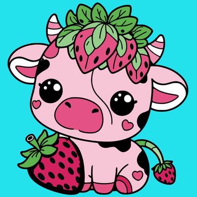 cute strawberry cow