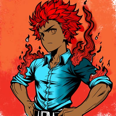 realistic manga man of fire