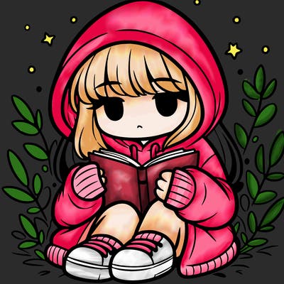 girl in oversized hoodie reading a book