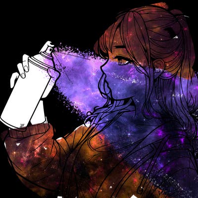 a realistic girl spray, painting