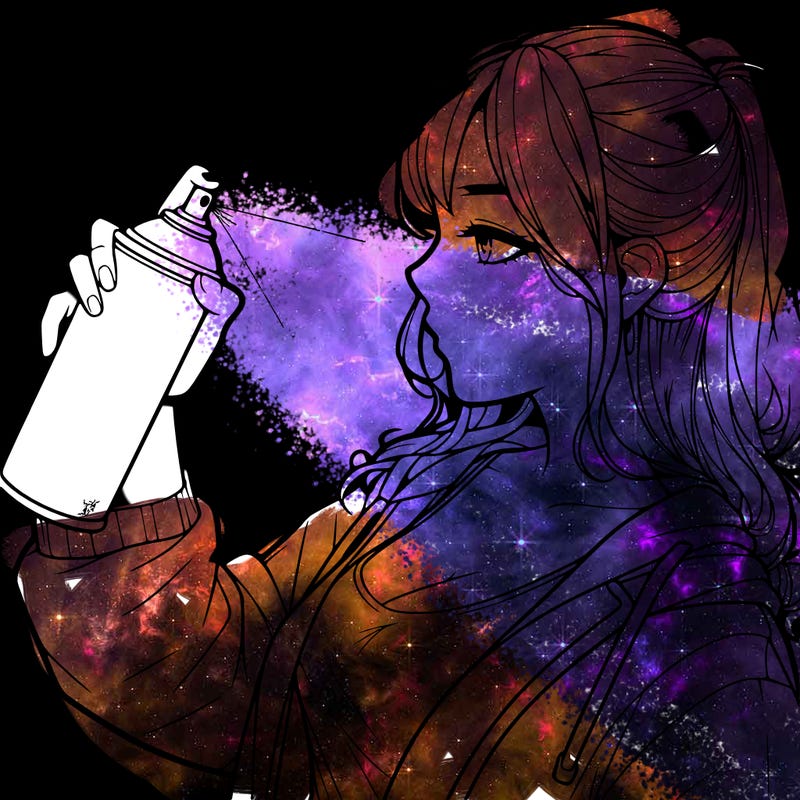 a realistic girl spray, painting