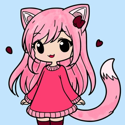 girl with cat ears and tail