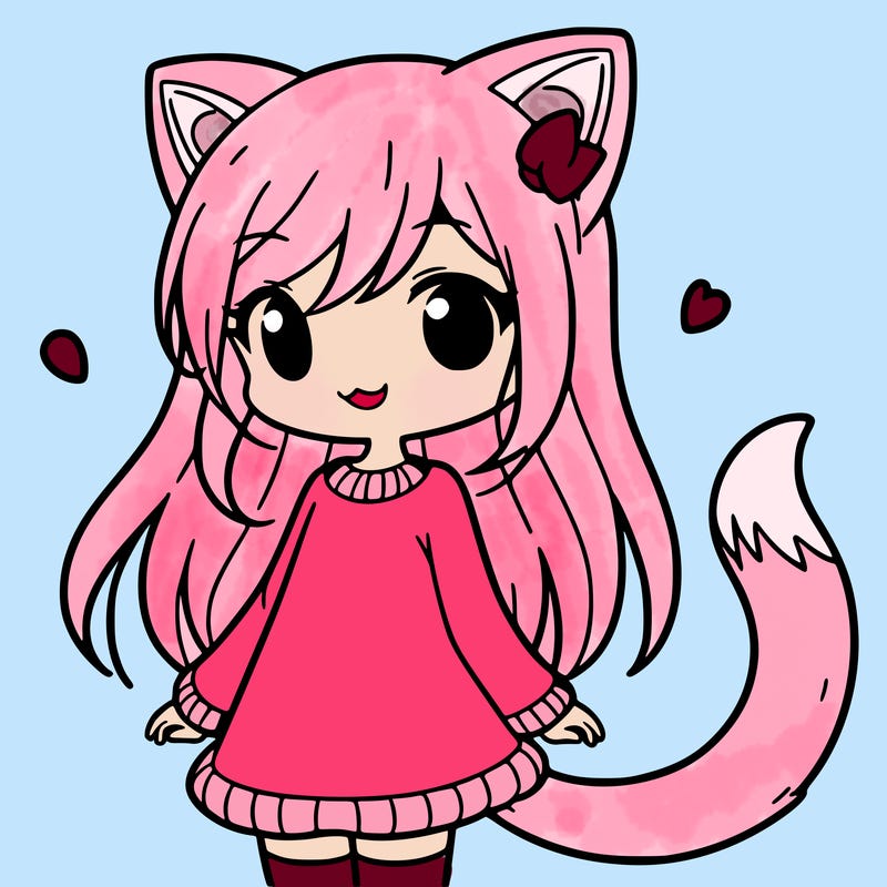 girl with cat ears and tail