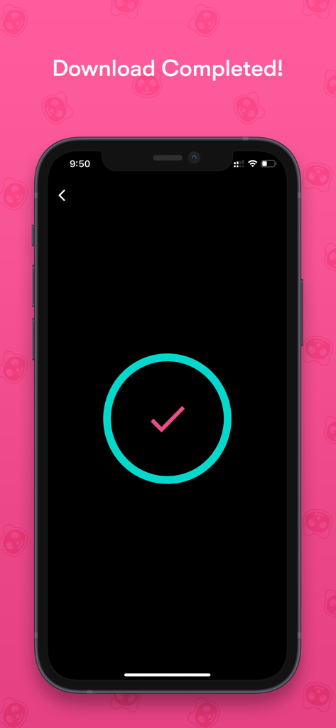 Panda Saver: Video Bookmarks - Panda Saver app screen showing a successful video download with a checkmark icon.