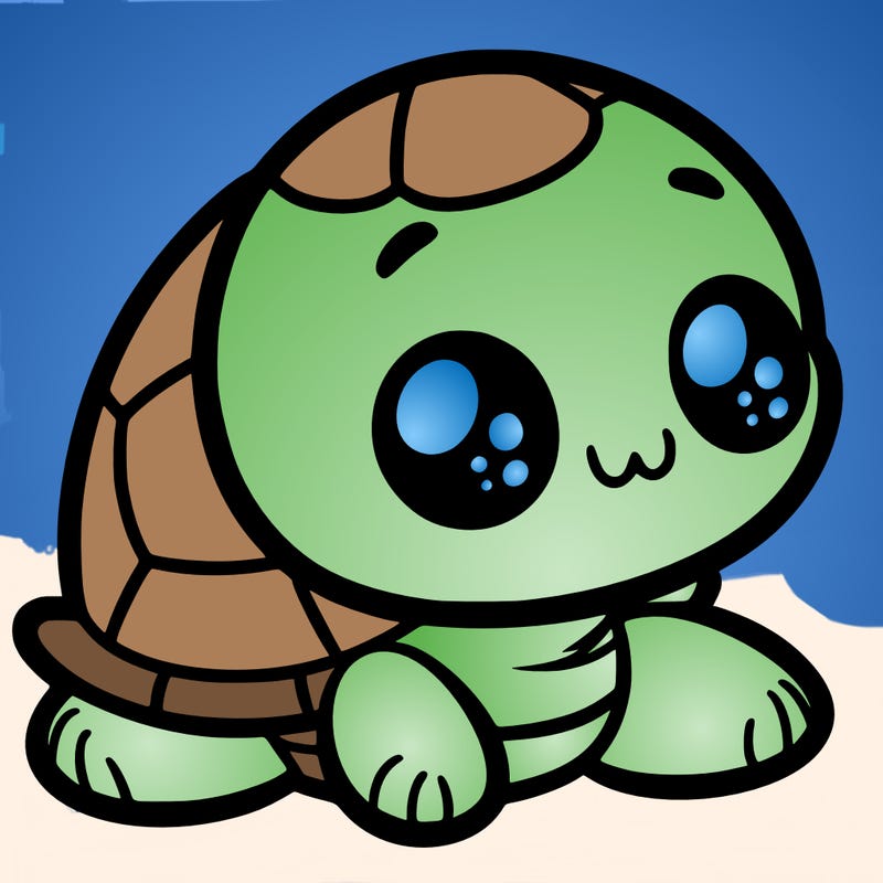 cute little animated turtle