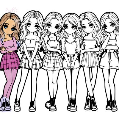 a group of girls realistic