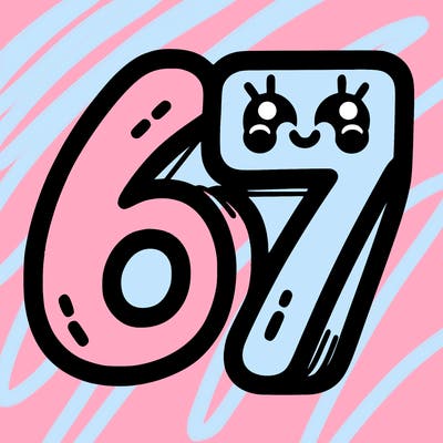 the numbers 67