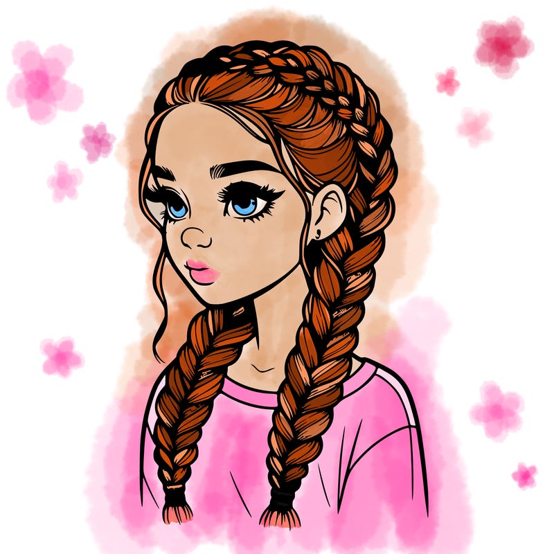 realistic girl with braids