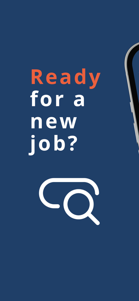 jobs.lu – Job Search App - Jobs.lu Jobsuche-App-Bildschirm mit dem Text 'Bereit für einen neuen Job'.