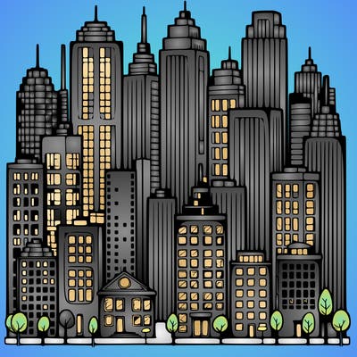 a city with skyscrapers