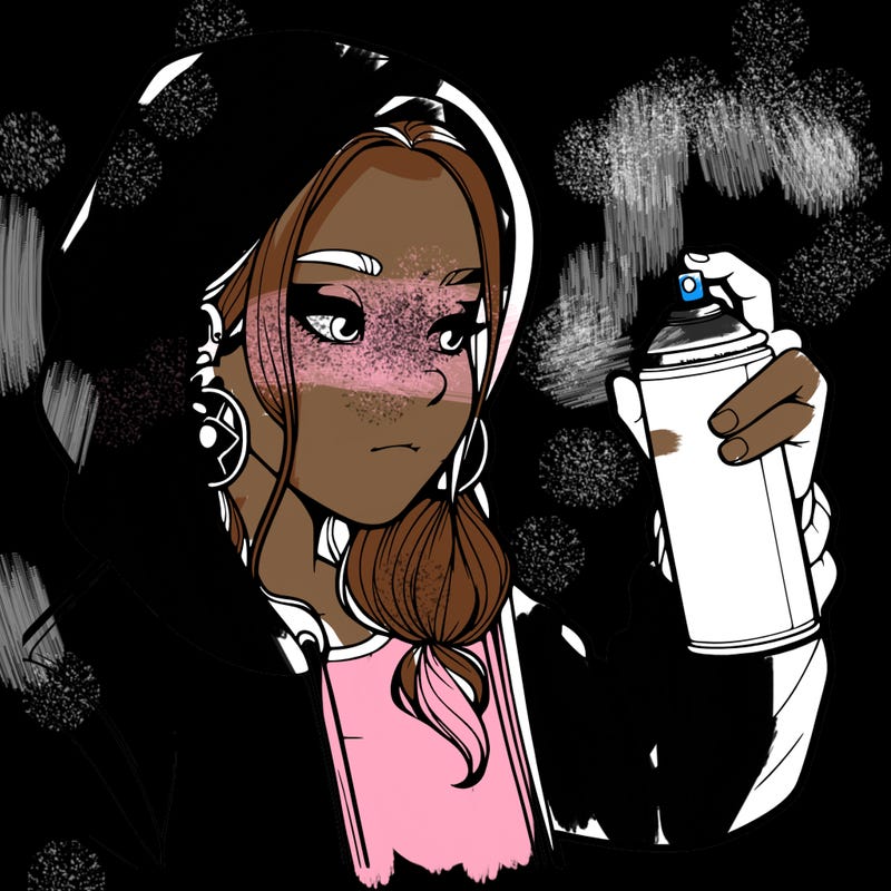 a realistic girl, spray painting