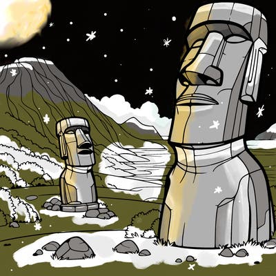 moai statue and landscape