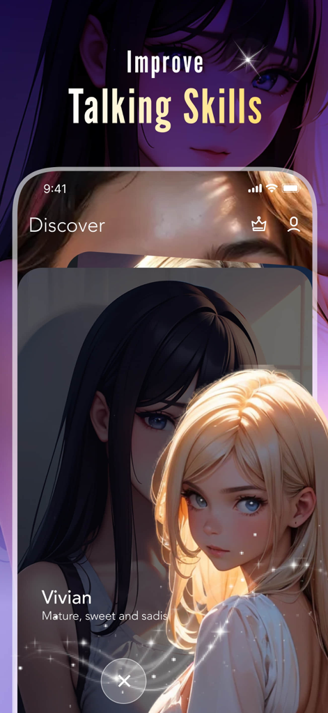 Spicy Chat AI - AI Roleplay - Spicy Chat AI mobile app screen showing AI character profiles on the Discover page.