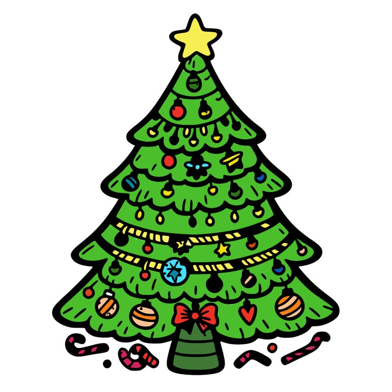 christmas tree with lots of details