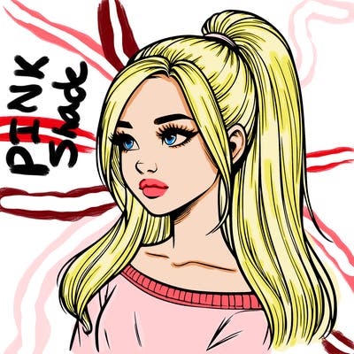 realistic girl with a high ponytail