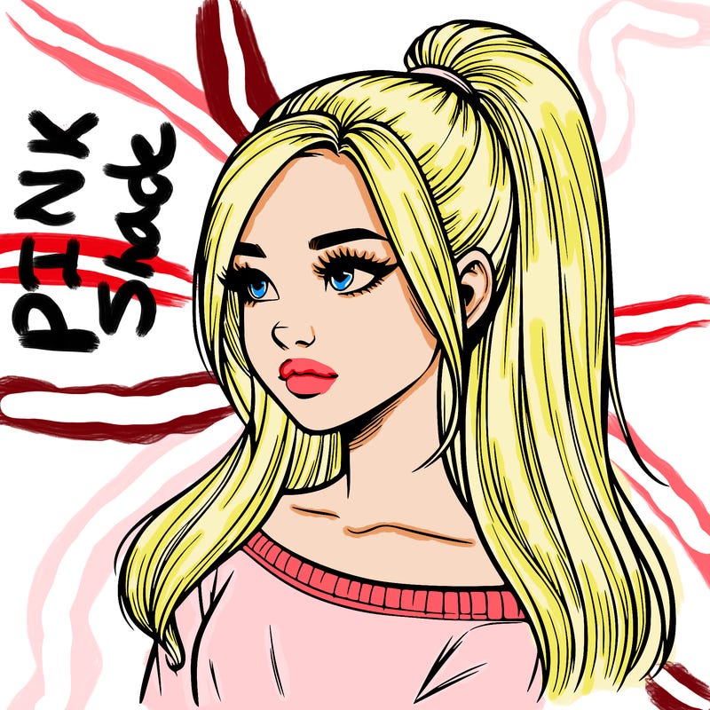 realistic girl with a high ponytail