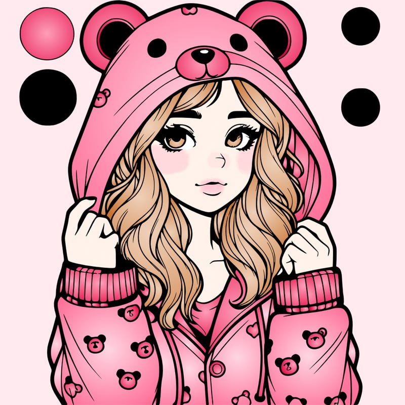 realistic girl in a animal pjs hoodie