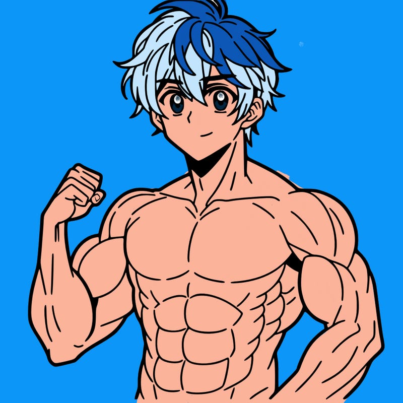 anime handsome boy with muscles