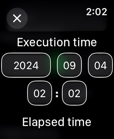 Color Watch Memo - Setting the execution date and time for a memo notification on an Apple Watch.