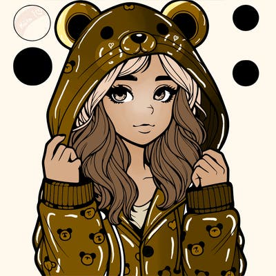 realistic girl in a animal pjs hoodie