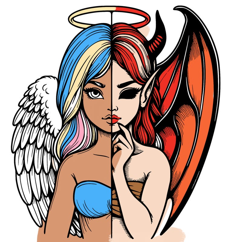 realistic angel half demon