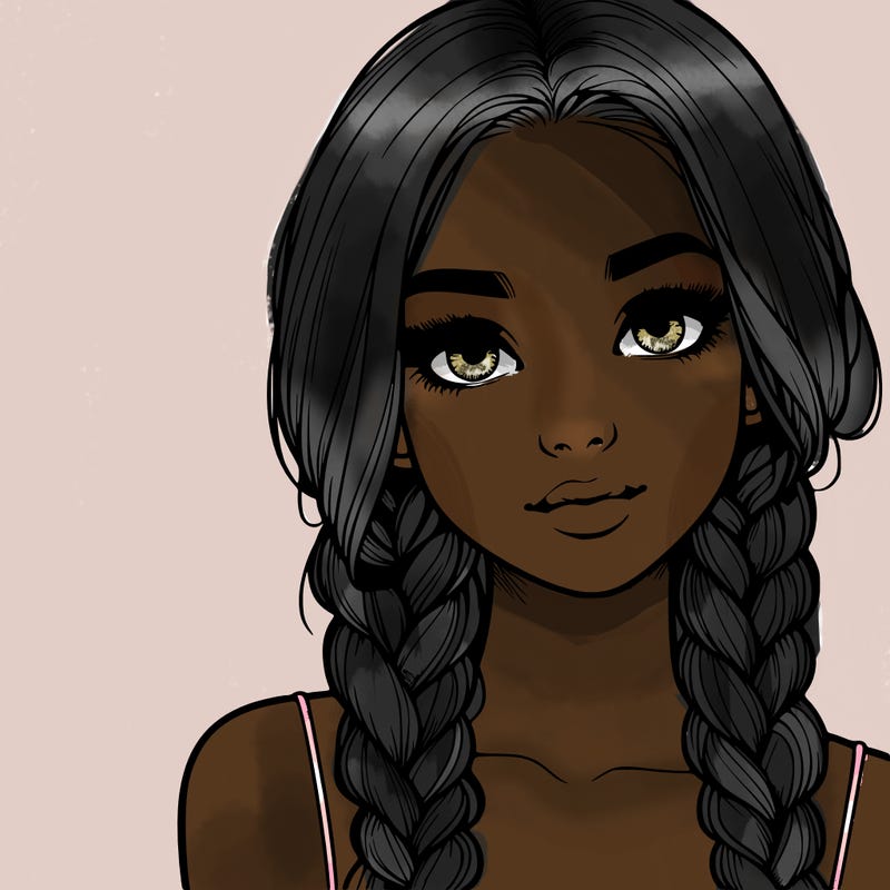 realistic girl with braids