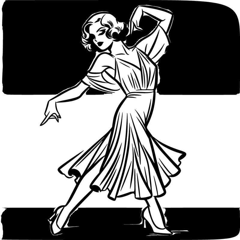 realistic dancing female model from the twenties posing